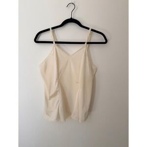 Vintage Vanity Fair Nylon Camisole Cream Lace Trim Adjustable Straps USA 36/42